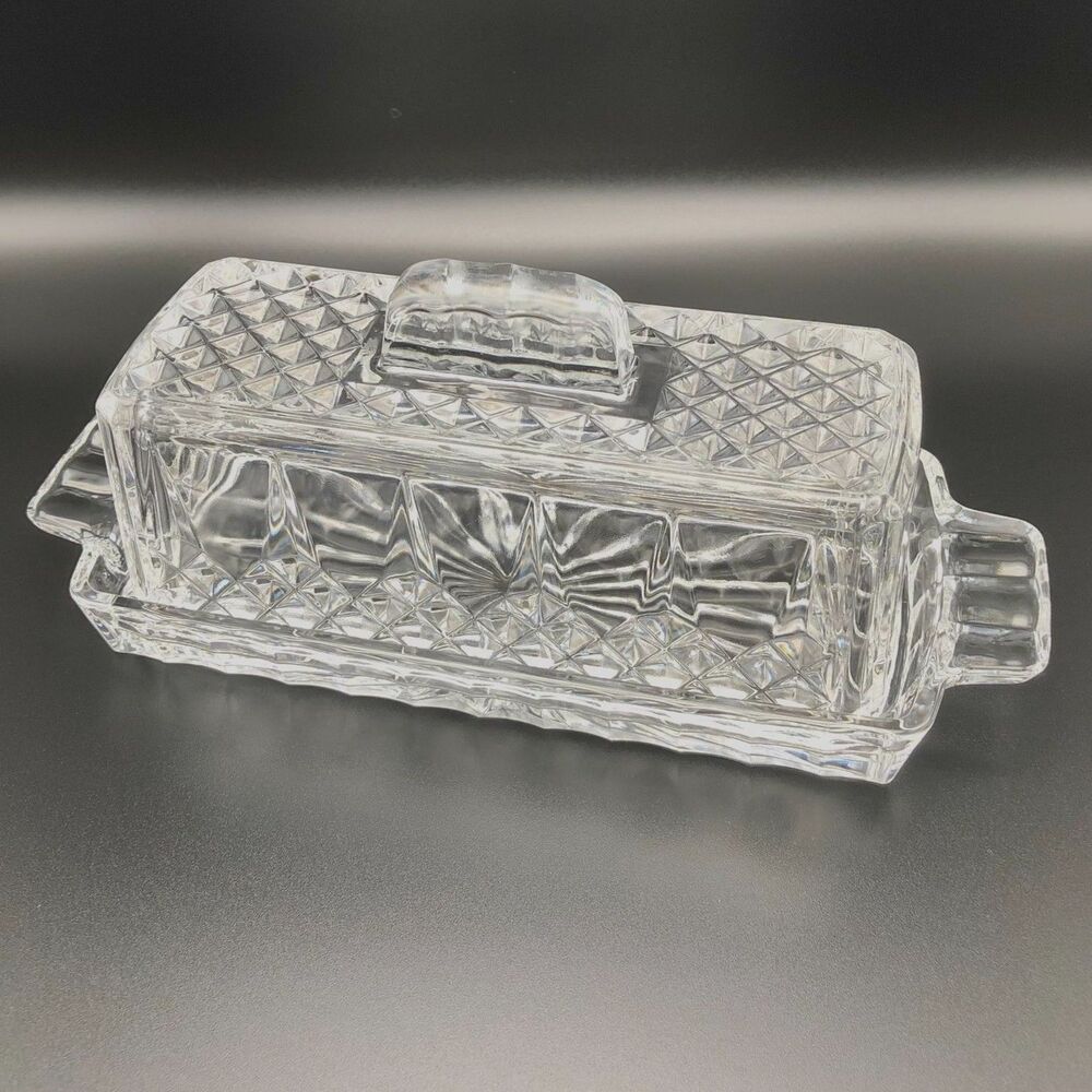 Vintage Longchamp Crystal 1/4 Pound Butter Dish With Cover (clear)